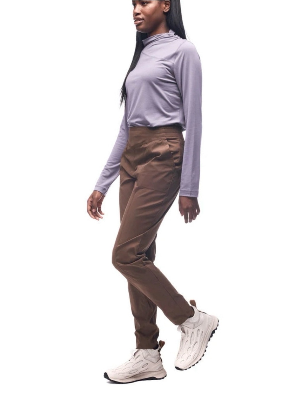 Classic High-Rise Straight Leg Pants in Brown
